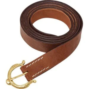 Real Leather Medieval Belt with Viking Buckle