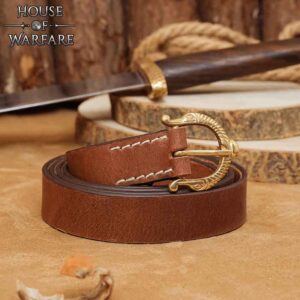 Real Leather Medieval Belt with Viking Buckle