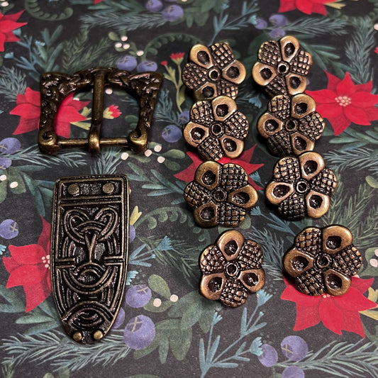 Medieval Belt Fitting Set - Viking Borre Style Decoration - Holiday Belt Bundle