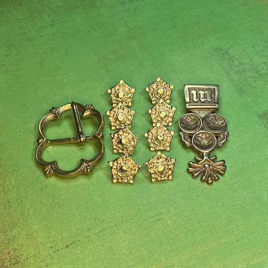 Ensemble de raccords de ceinture médiévale - Roses et boucle fantaisie - Ensemble de ceinture de vacances