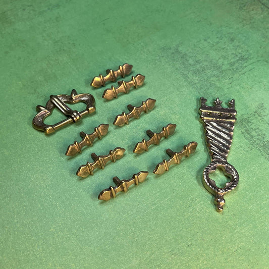 Ensemble de raccords de ceinture médiévale - Supports de barre et extrémité de sangle quadrilobe - Bundle de ceinture