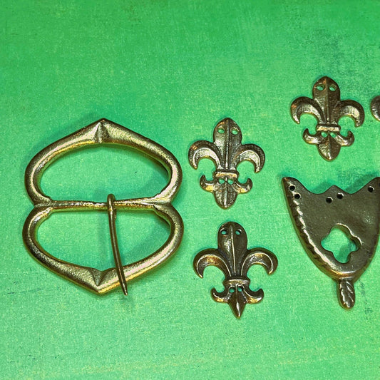 Ensemble de raccords de ceinture médiévale - Grande Fleur de lys - Ensemble de ceintures de vacances