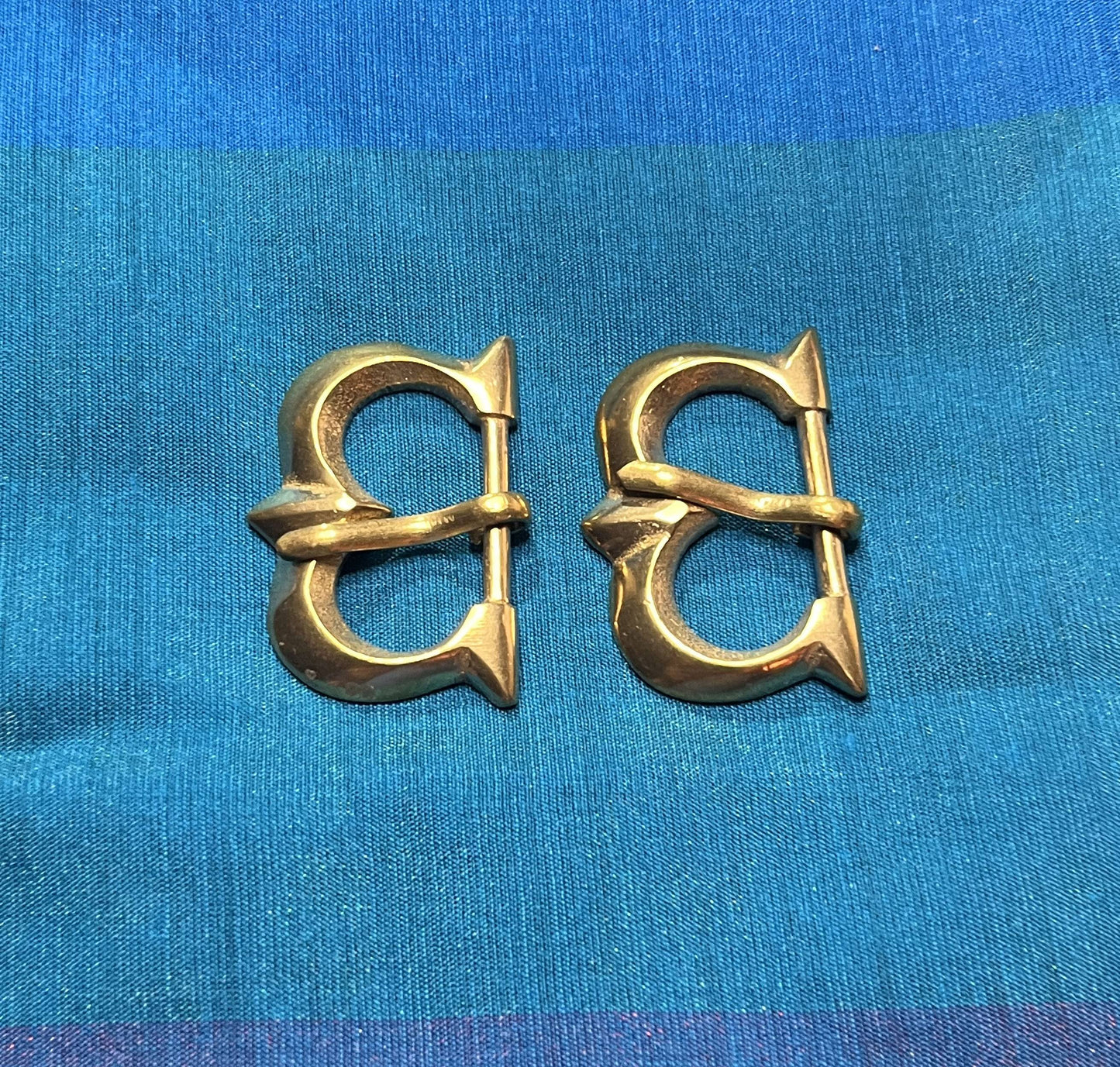 14th century - set of 2 solid brass buckles for 3/4 strap
