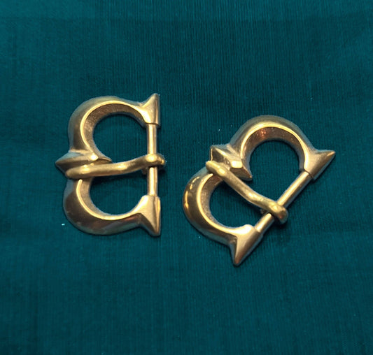 14th century - set of 2 solid brass buckles for 3/4 strap