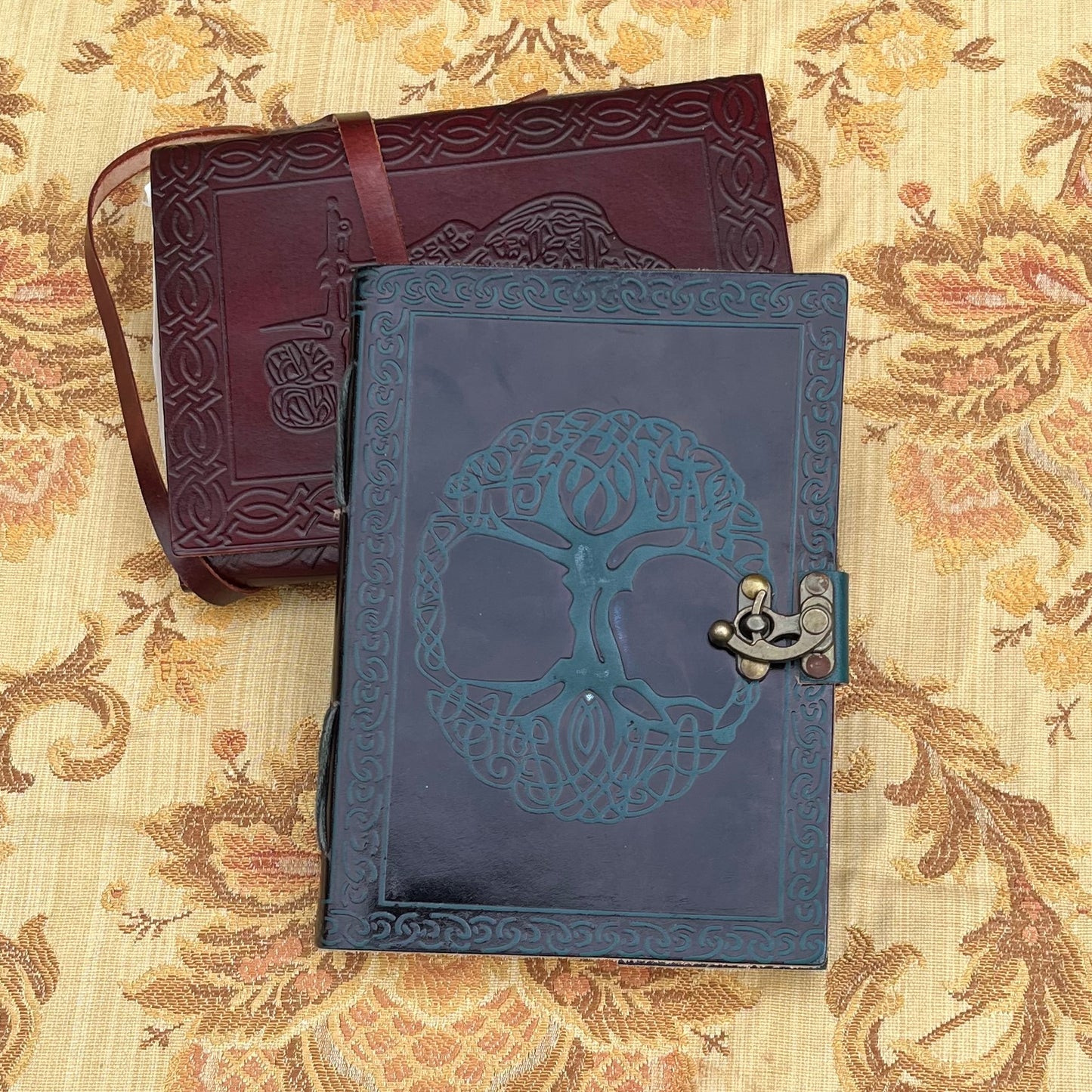 World Tree Journal in Green Leather with Bronze Latch