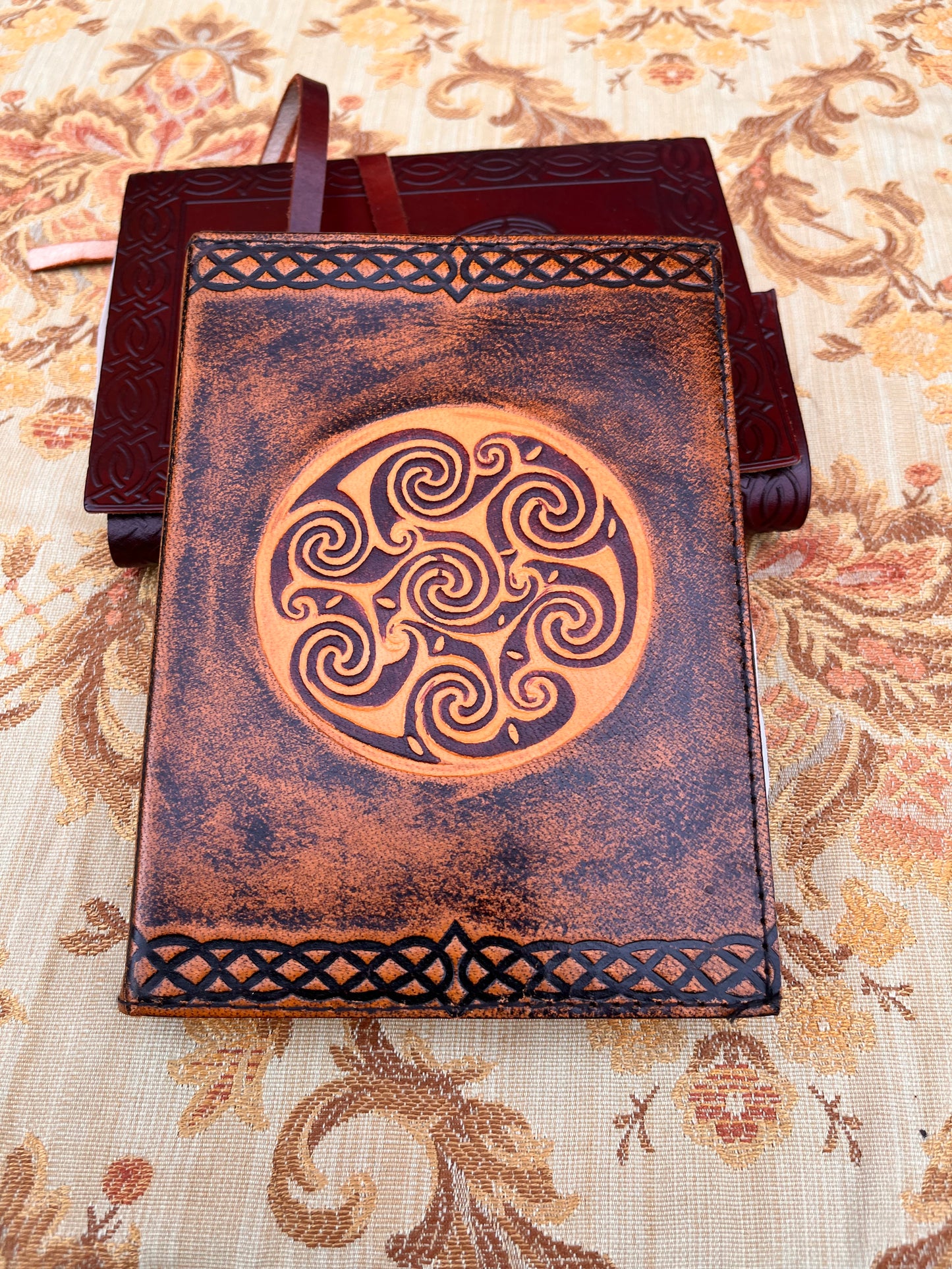 Celtic Spiral Journal in Brown Leather