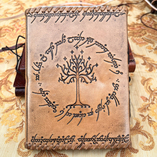 Elvish Script Notebook in Beige Leather - LotR