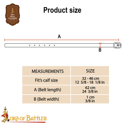 Jarretières en cuir vert pour bas médiévaux