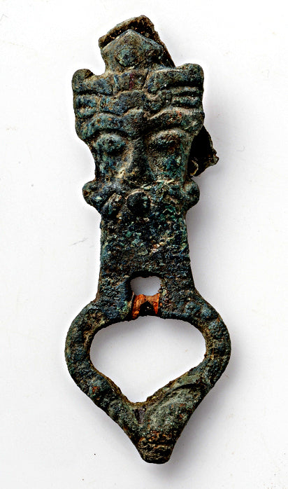 Real Bronze Viking Belt Buckle - unique man's head design