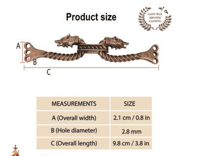 Wolf and Dragon Head cloak clasp, cast in solid bronze, Viking style