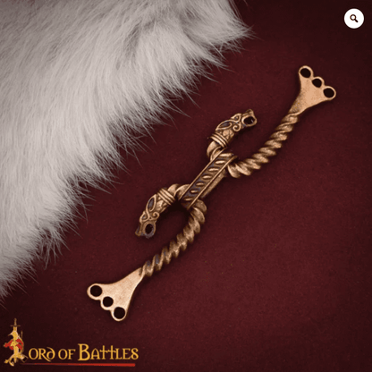 Wolf and Dragon Head cloak clasp, cast in solid bronze, Viking style