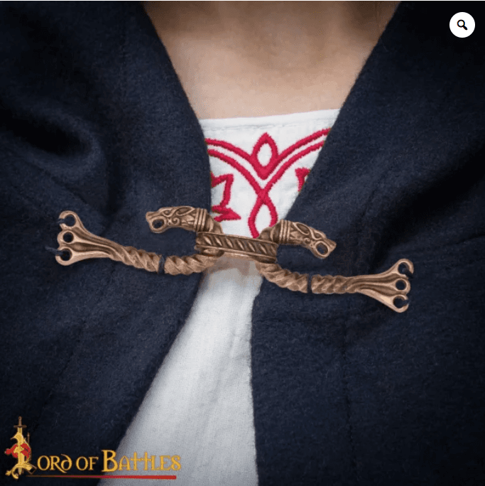 Wolf and Dragon Head cloak clasp, cast in solid bronze, Viking style