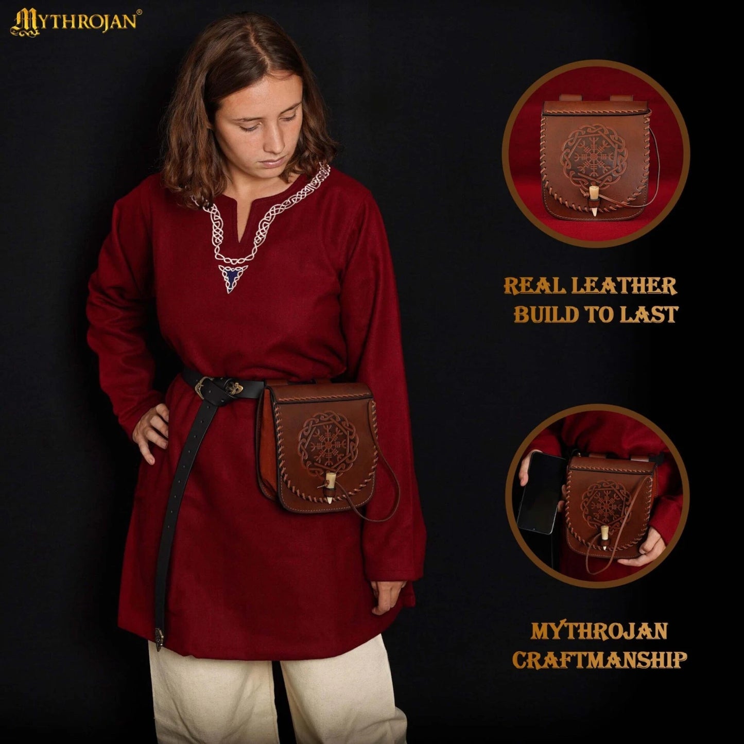 Modern Viking Medieval Leather Purse for Practical Use