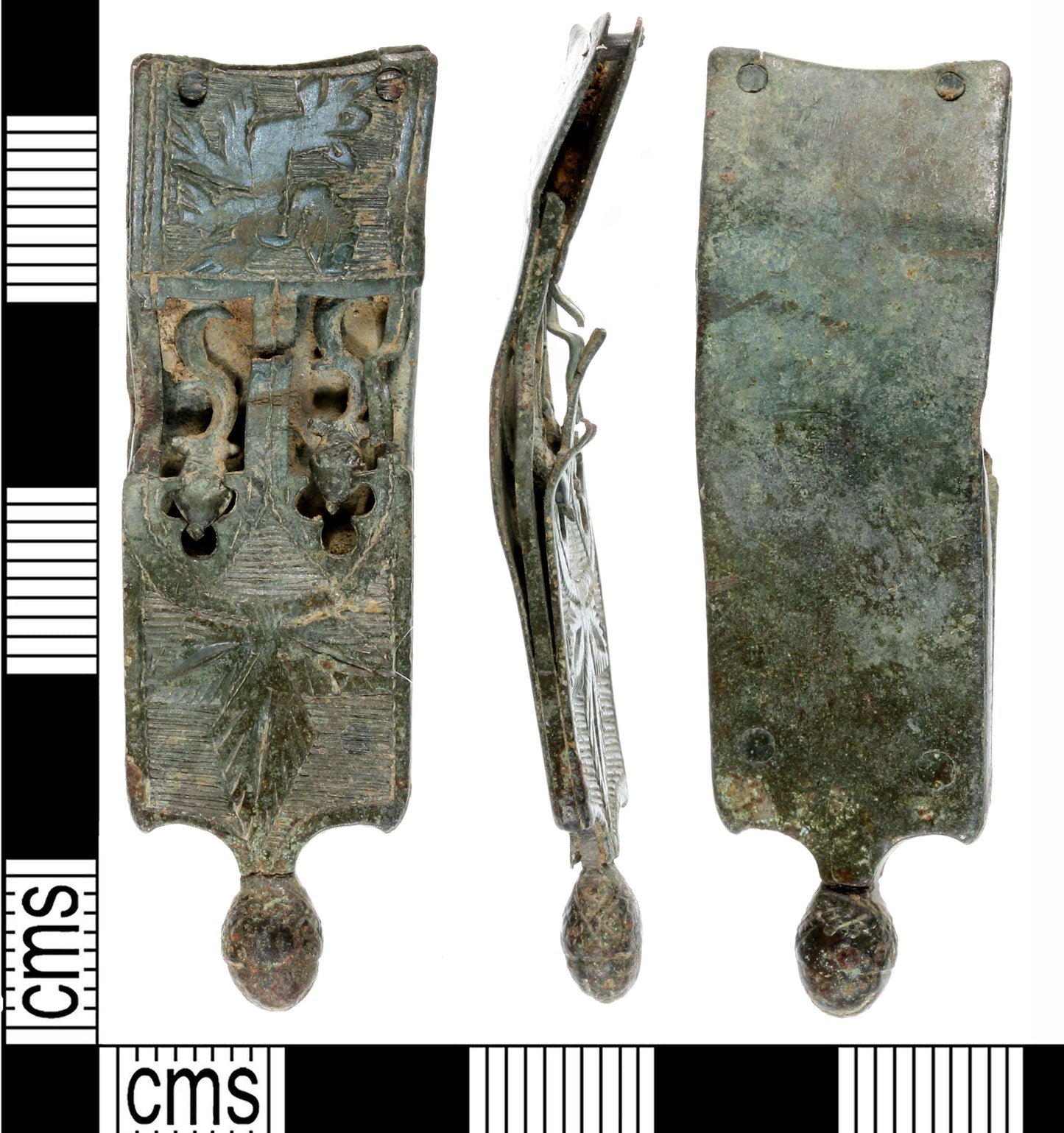 Medieval buckle with acorns and plants