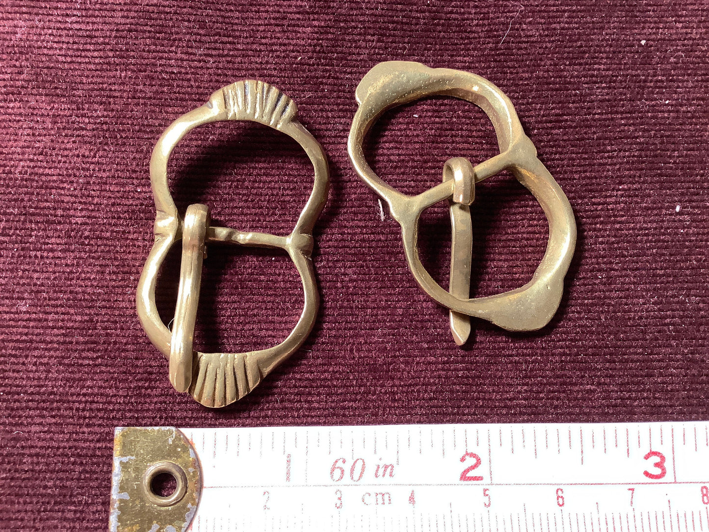 Brass Medieval Scallop Buckle - (set of 2)