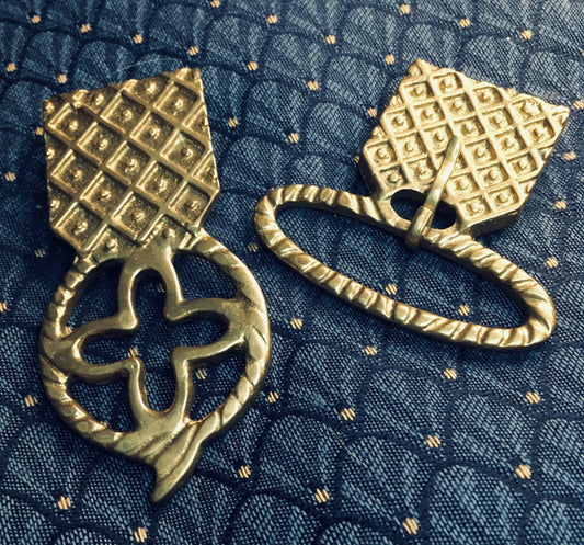 Ensemble boucle et embout de sangle médiéval - 2 pièces