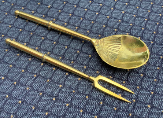 Ensemble cuillère et fourchette en or médiéval