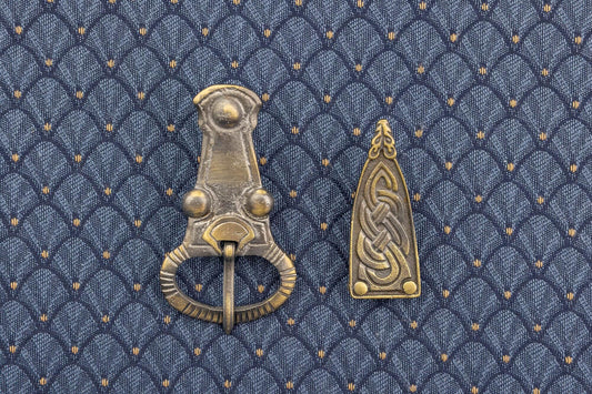 Frankish Buckle and strap end in Bronze