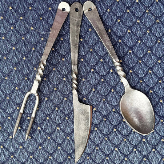 Hand-forged cutlery set - 3 piece medieval style