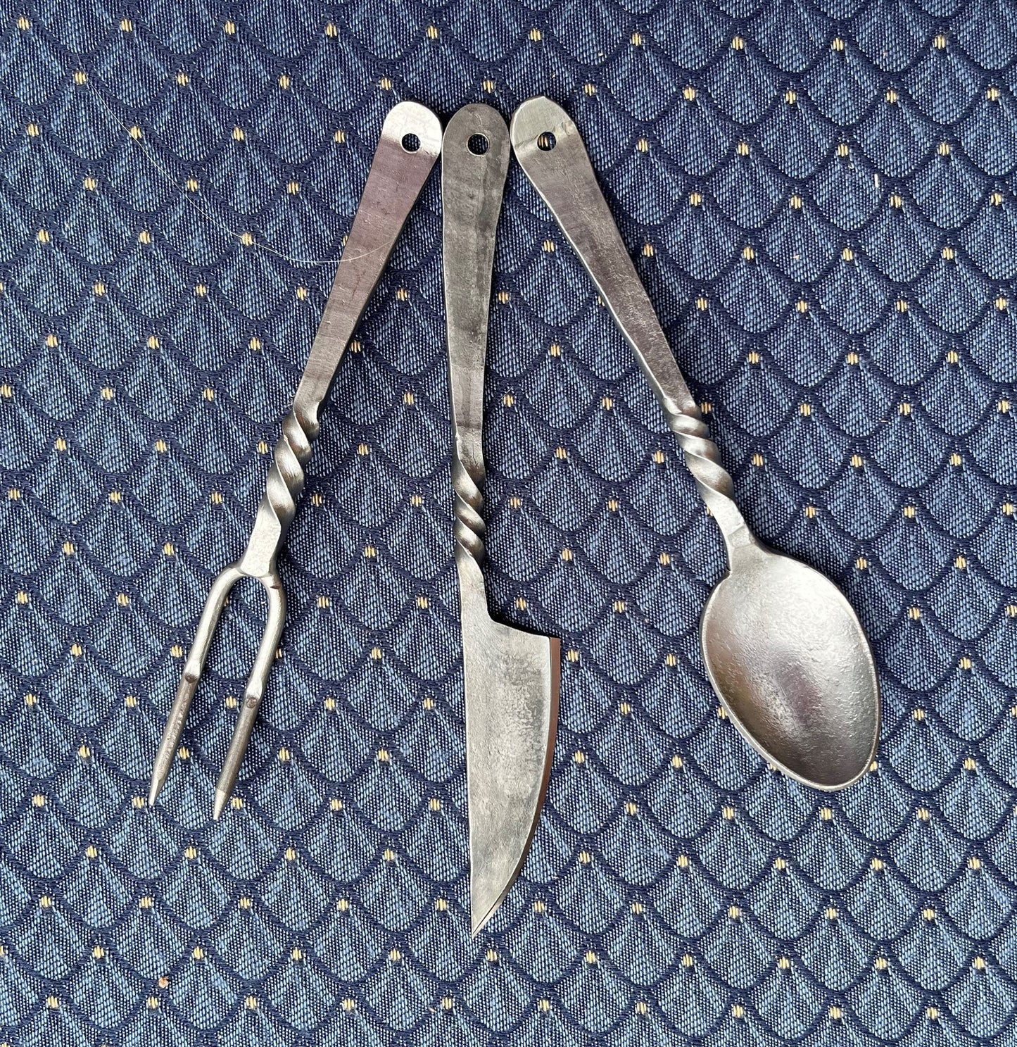 Hand-forged cutlery set - 3 piece medieval style