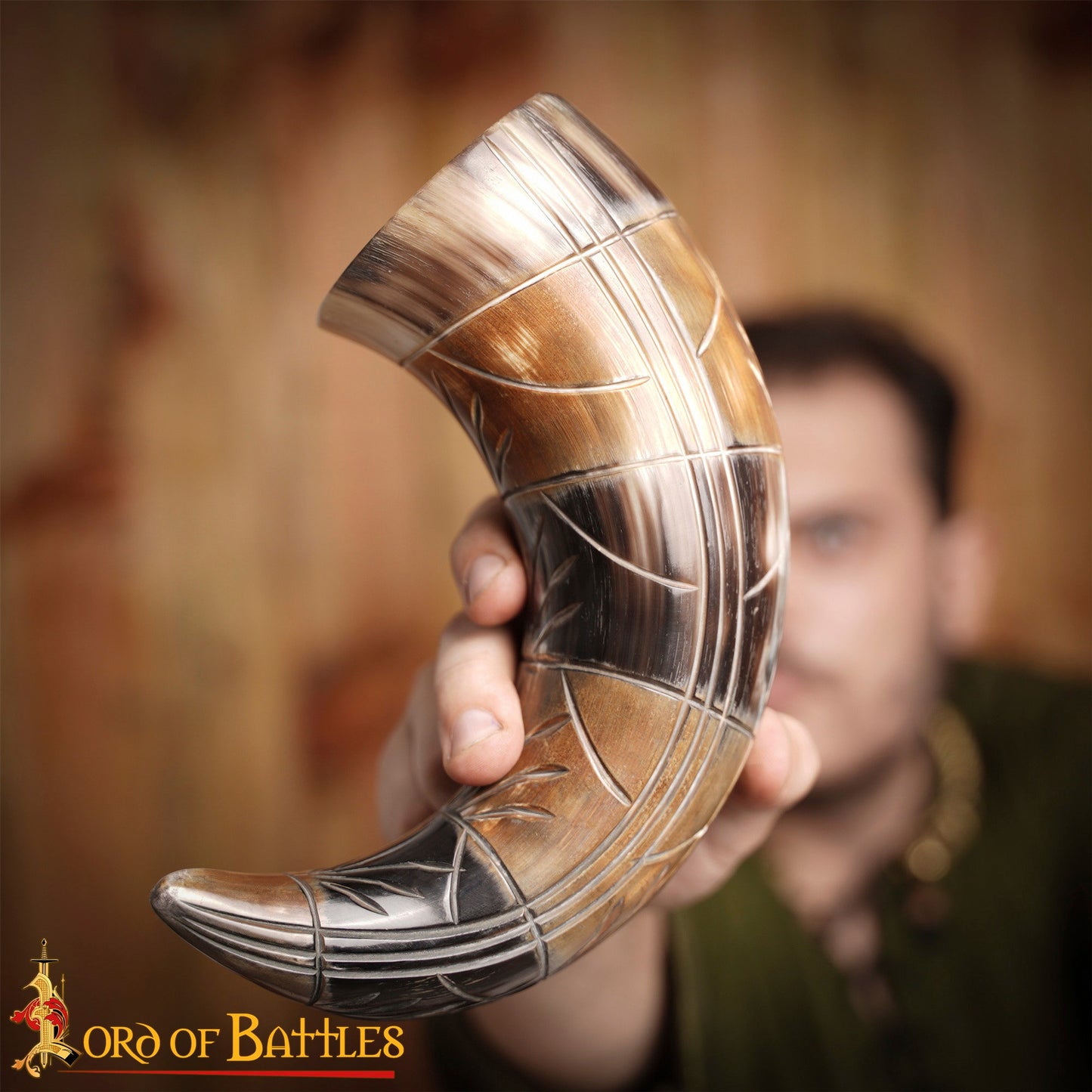 Carved Viking Drinking Horn
