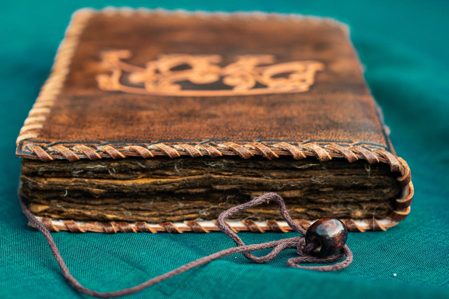 Journal with an Embossed Boar in Brown Leather