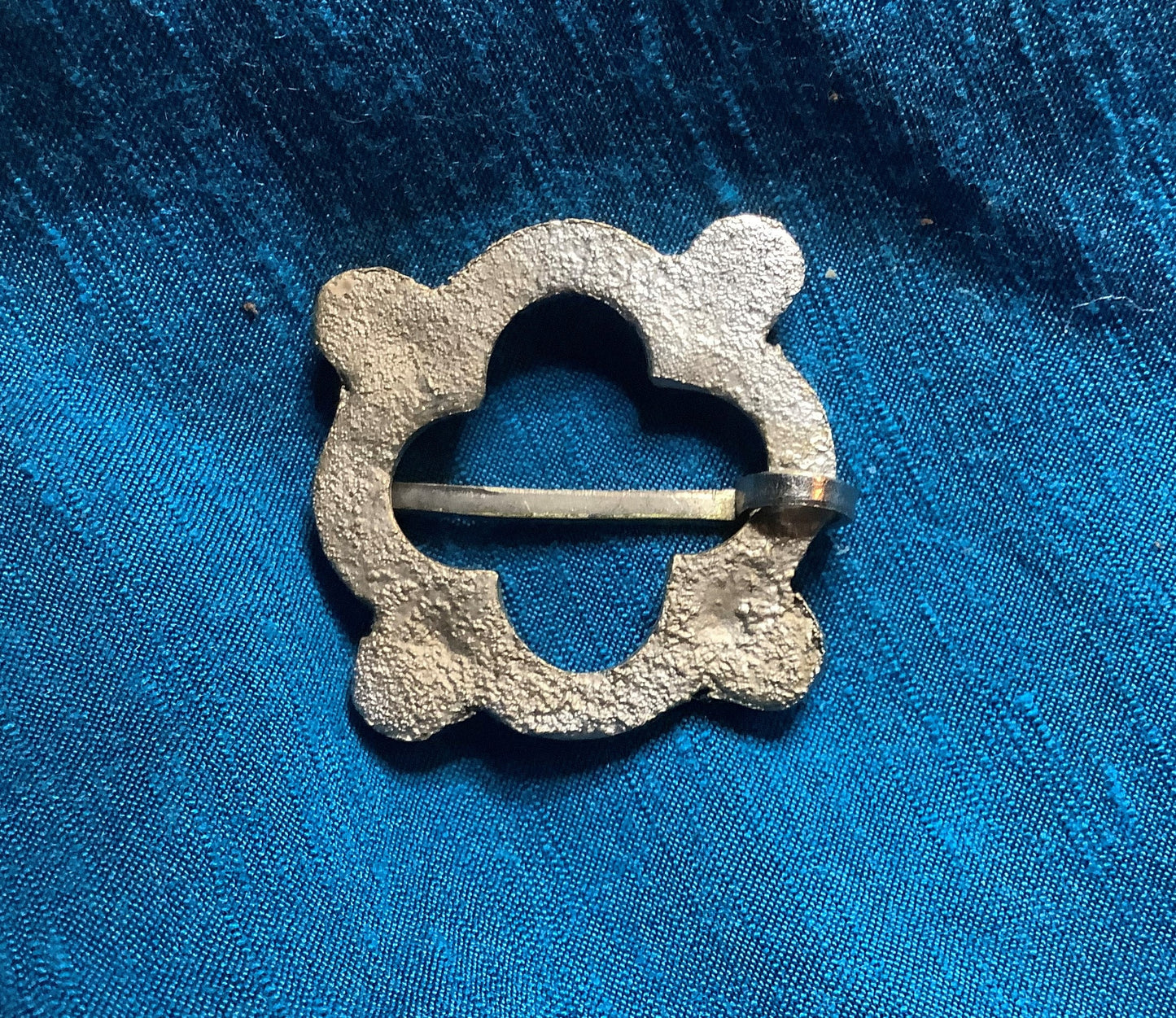 Silver-tone Quatrefoil Medieval Brooch
