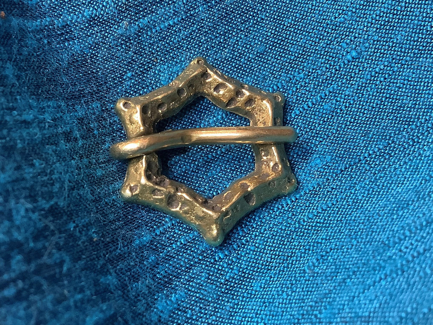 Tiny Brass Sexfoil Medieval Brooch (set of two)
